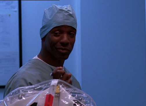 Pancho Demmings as Gerald Jackson in scrubs in NCIS