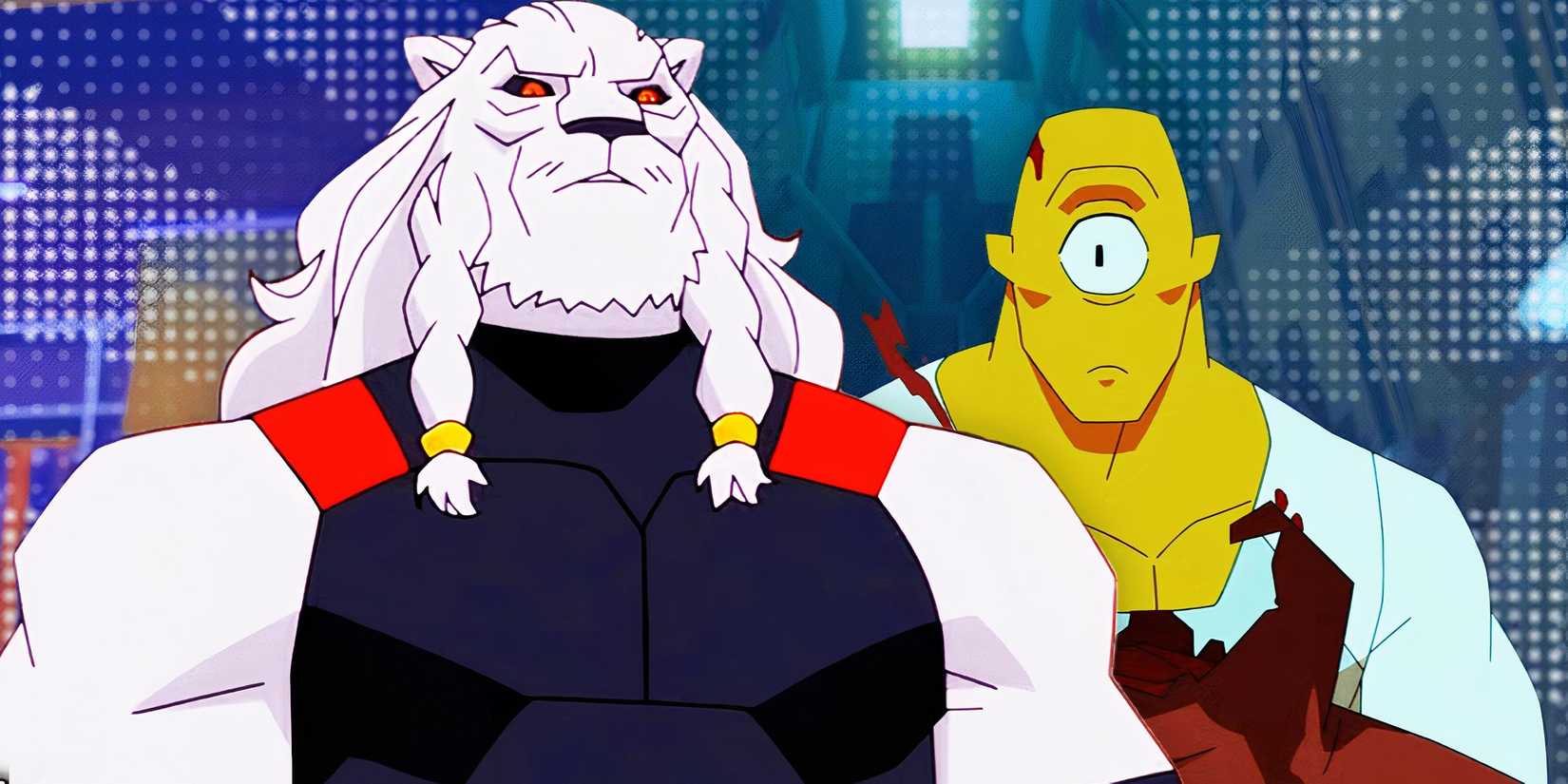 Battle Beast looking focused next to Allen the Alien looking scared in Invincible season 3 (2025)