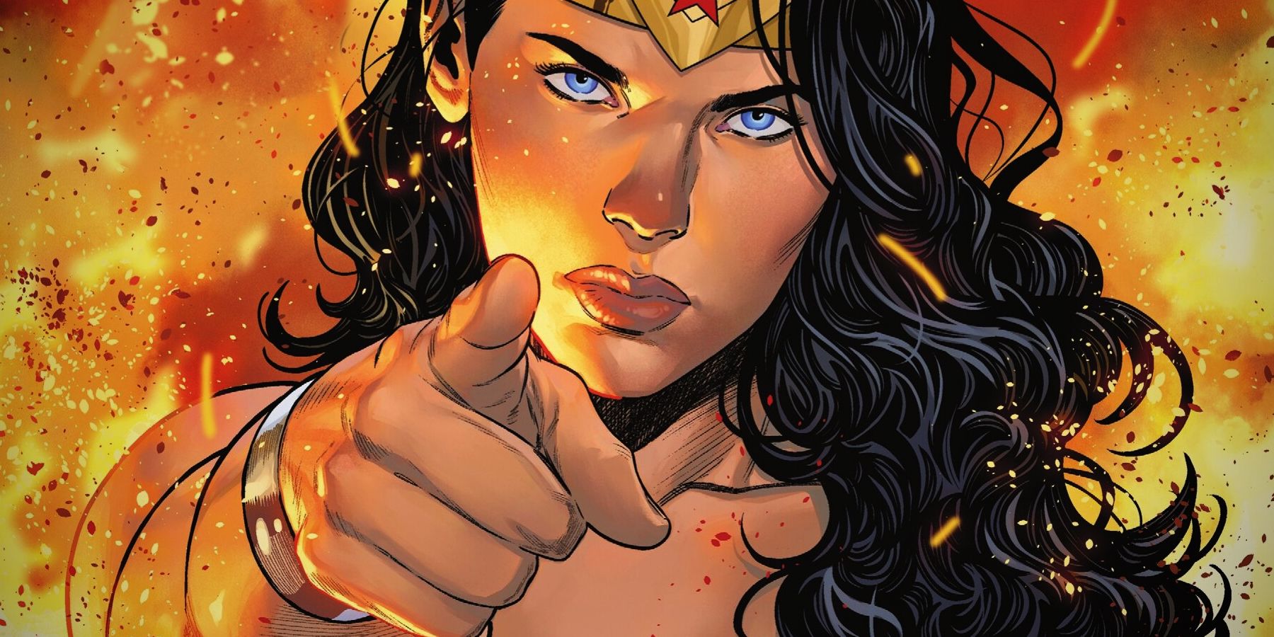Wonder Woman Pointing Her Finger in Sampere Comic Art