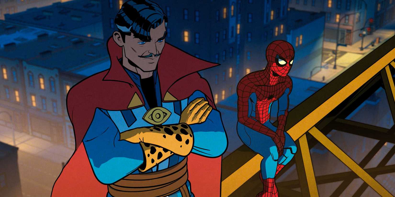 Dr. Strange e Homem-Aranha conversando em Your Friendly Neighborhood Spiderman Temporada 1 Episódio 10