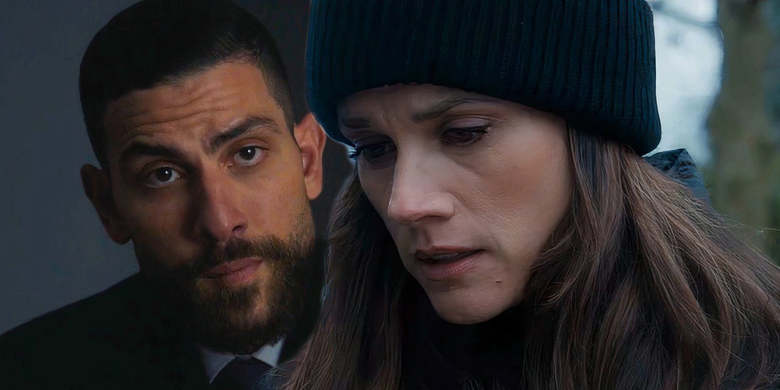 Zeeko Zaki as OA looking serious next to Missy Peregrym as Maggie looking worried in FBI