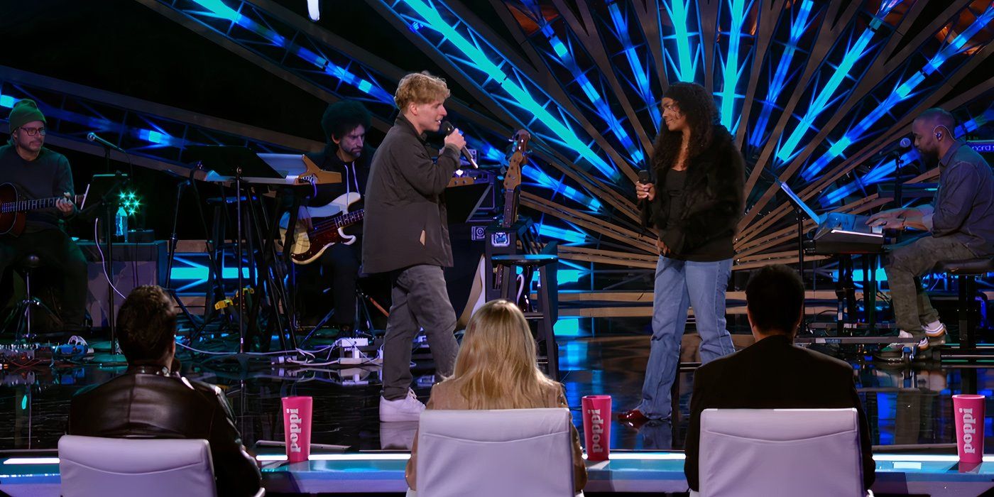 American Idol season 23 contestants Baylee Littrell and Keilene performing before the judges