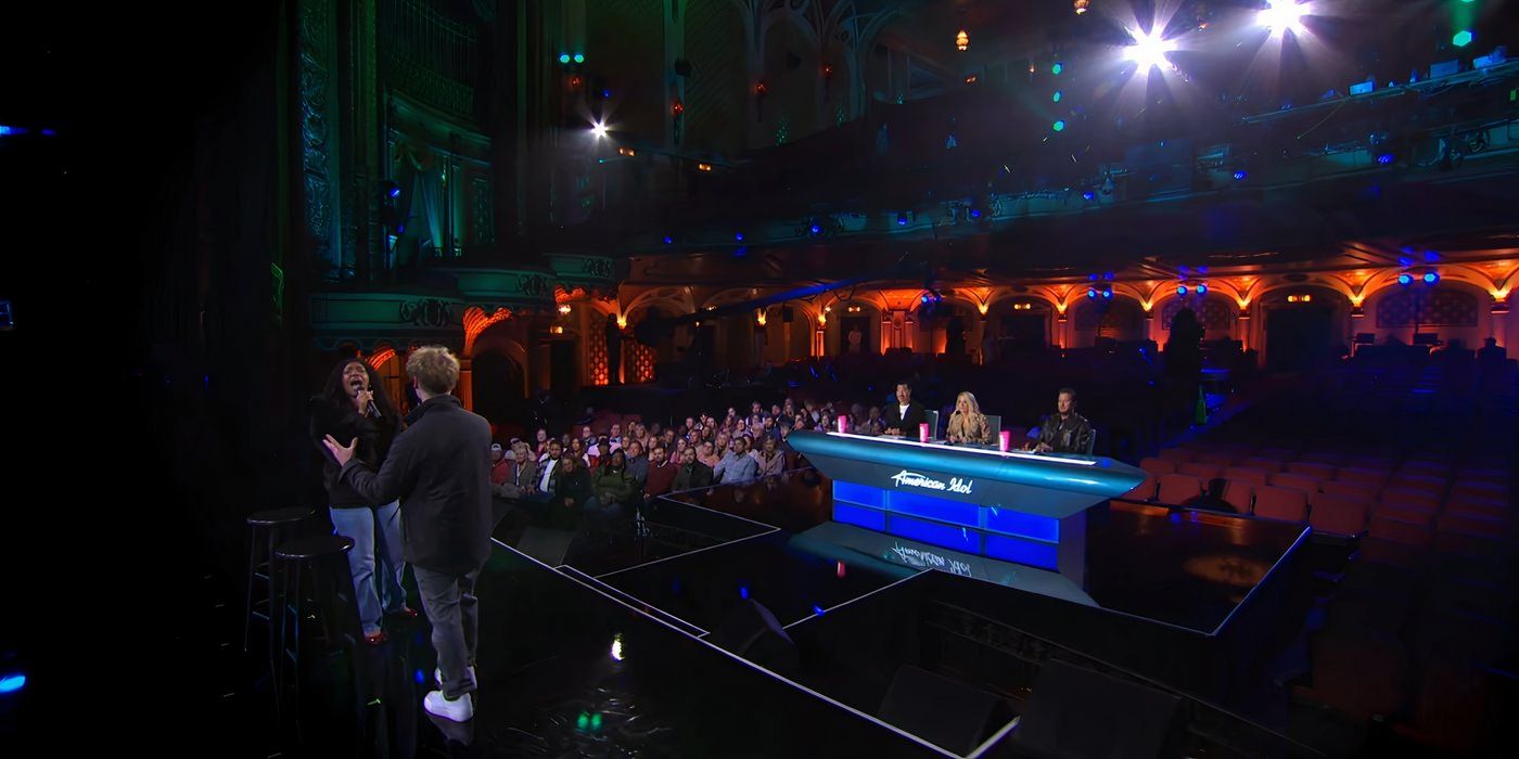 American Idol season 23 contestants Baylee Littrell and Keilene performing before the judges on stage