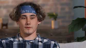A close up of Jason Korpi on Unexpected wearing a bandana