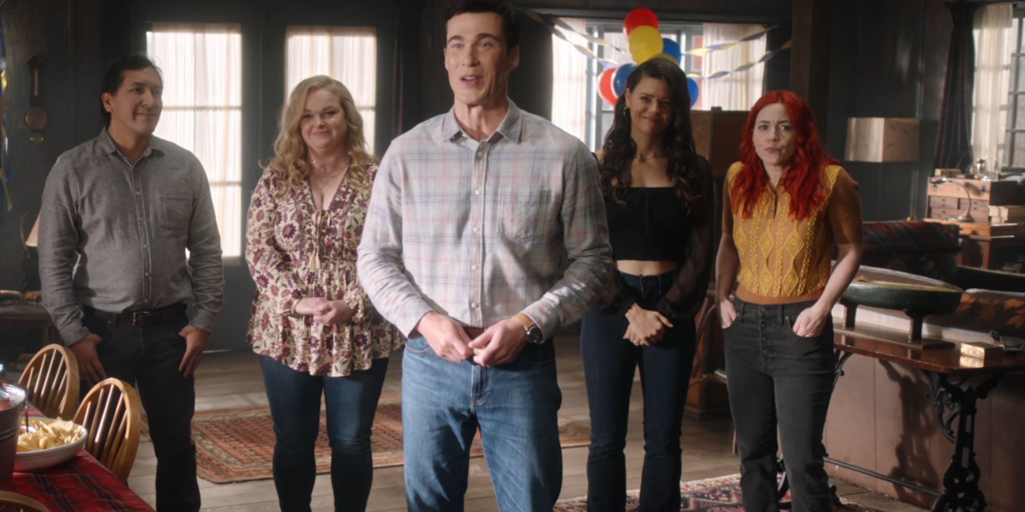 Mayor Ben with other Resident Alien characters behind him