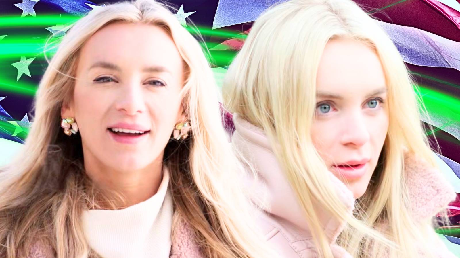 Trong một bức ảnh ghép, Yara Zaya của chương trình 90 Day Fiancé mỉm cười và trông có vẻ không chắc chắn, phía sau cô là lá cờ Mỹ.