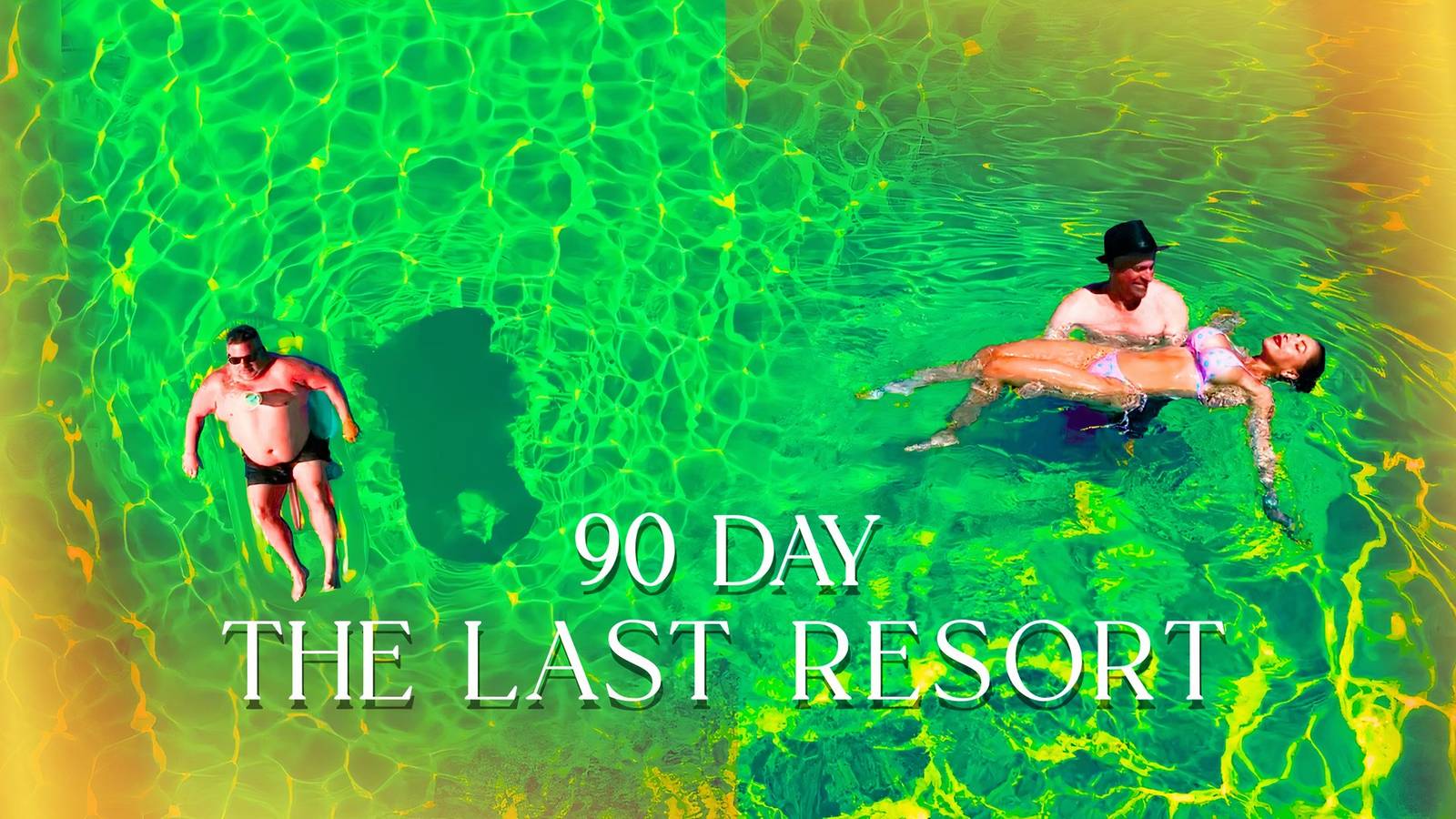 Hình ảnh các thành viên đoàn làm phim 90 Day: The Last Resort trong hồ bơi.
