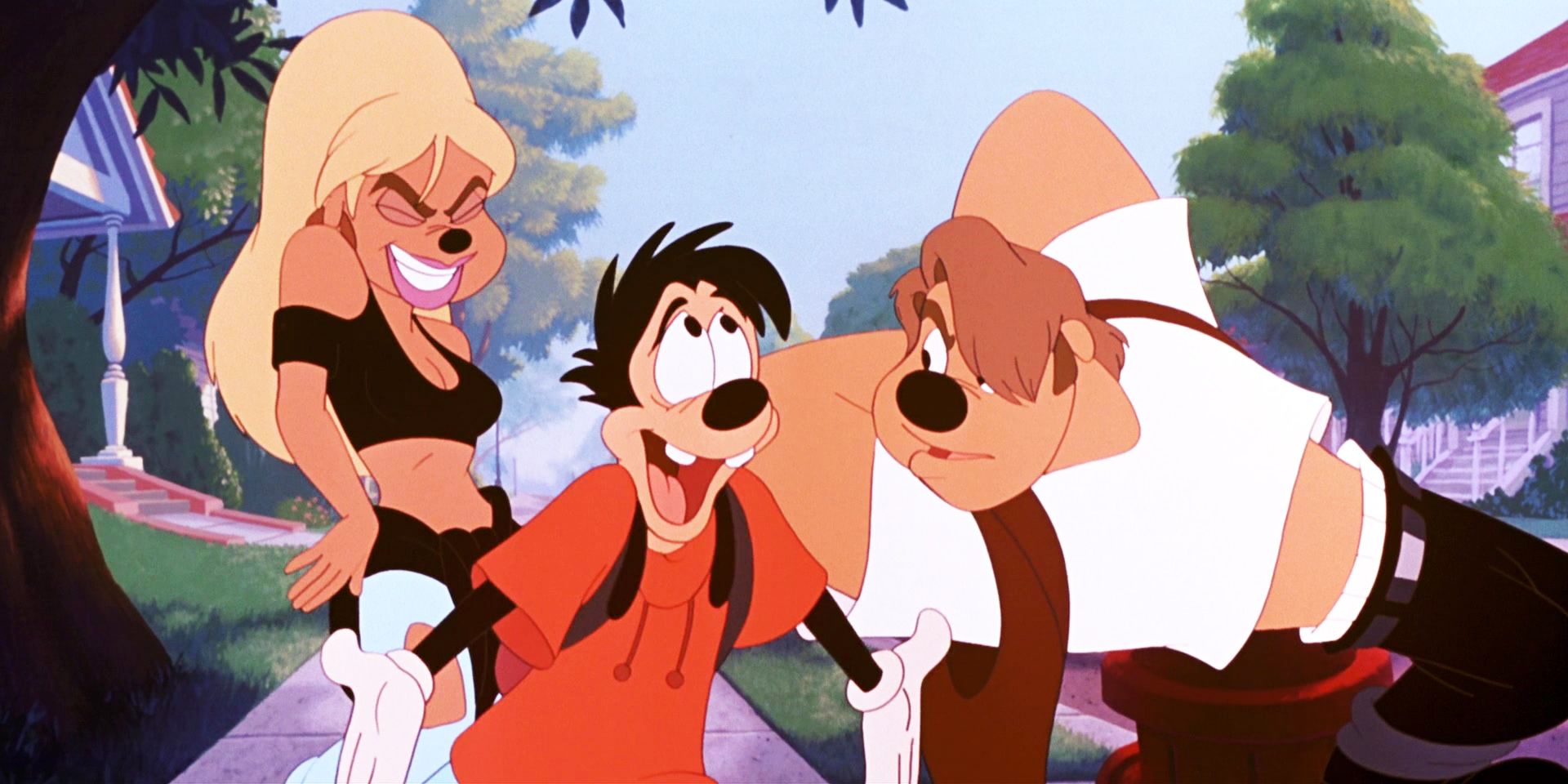 Pateta e seu filho Max em Pateta: O Filme, da Disney