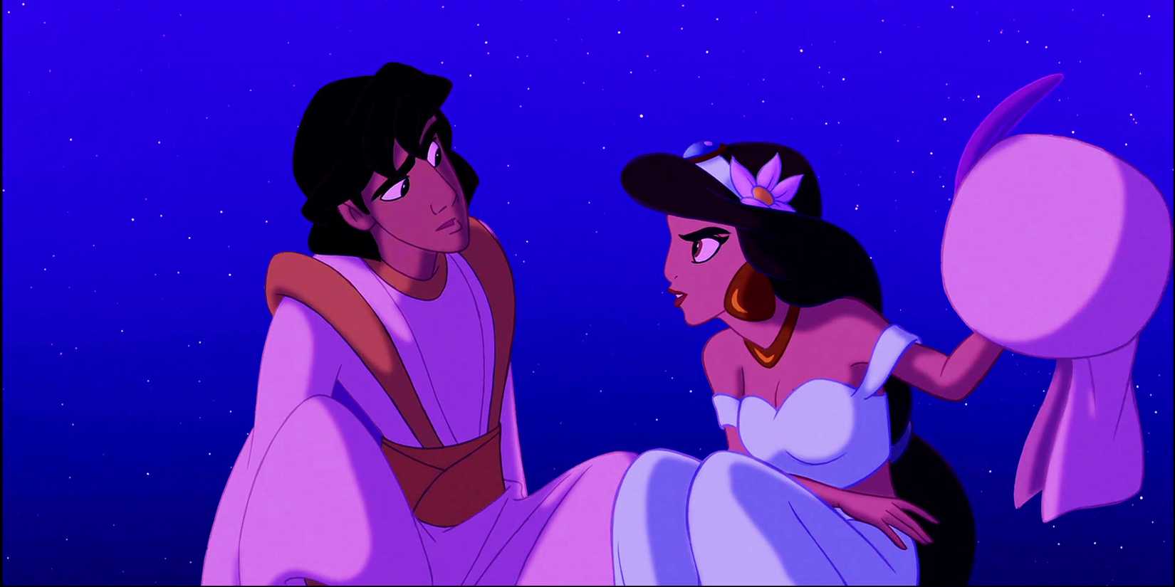 Aladdin 1992 Aladdin as Prince Ali talking to Jasmine