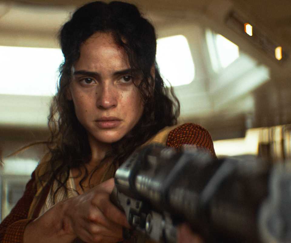 Bix Caleen (Adria Arjona) pointing a weapon in Andor Season 2 Episode 3
