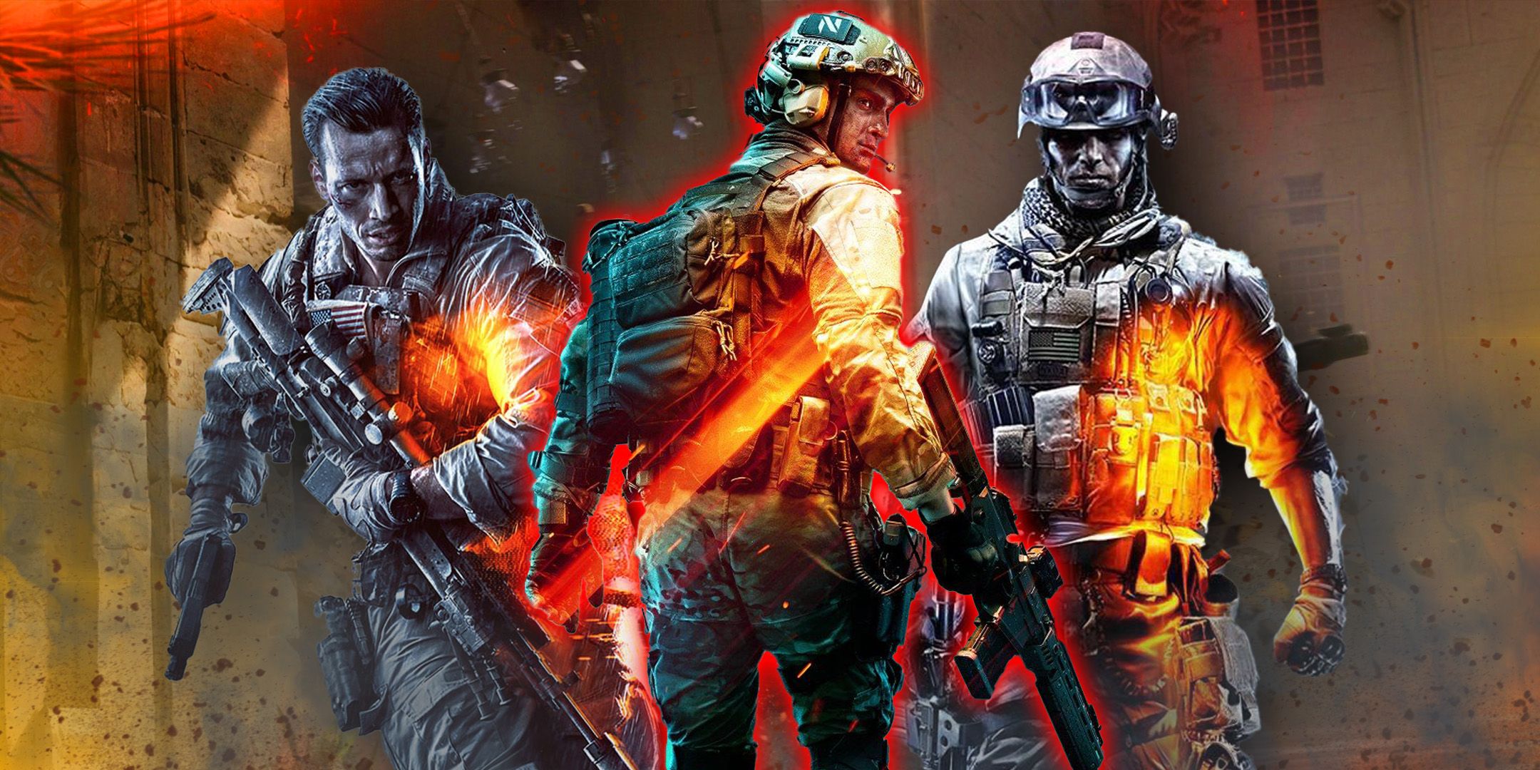 Battlefield character next to Battlefield 4 and 3 protgaonists