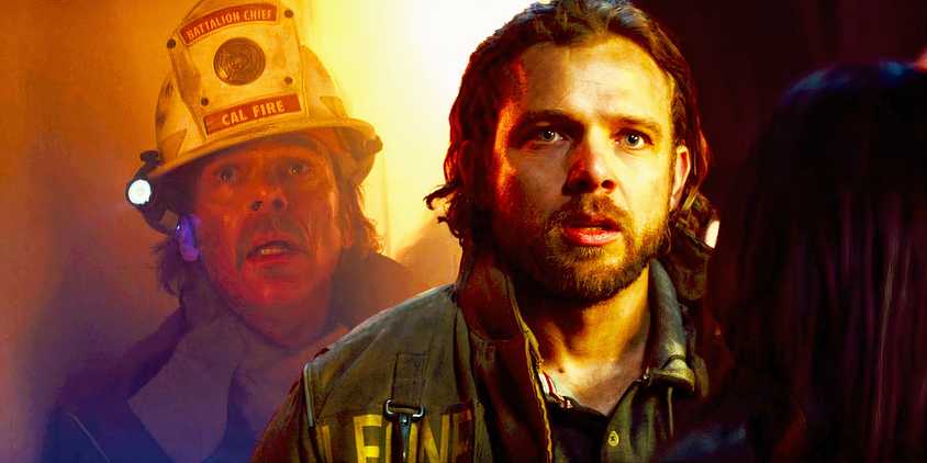 Billy Burke as Vince Leone and Max Thieriot as Bode Leone in Fire Country season 3 episode 20