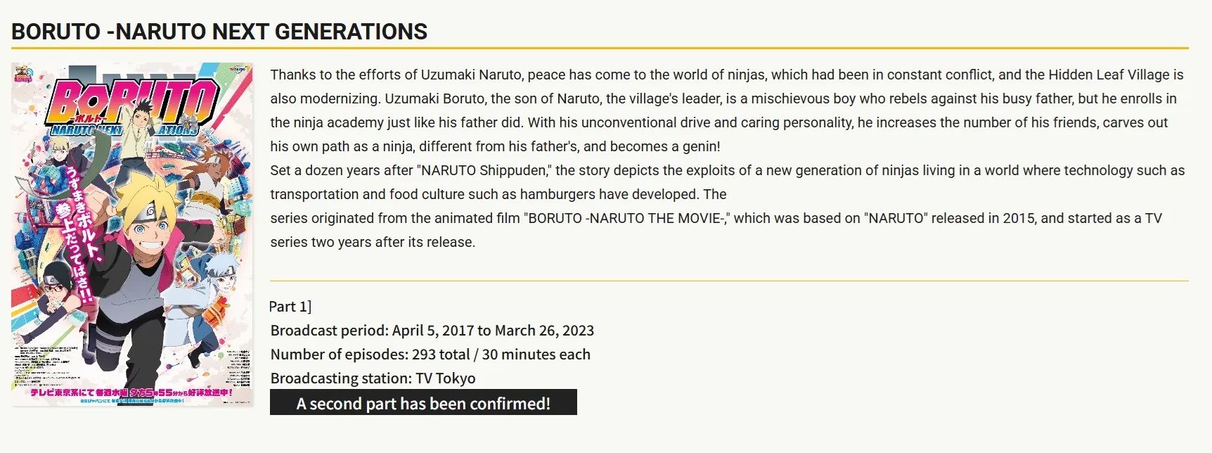 Boruto: Naruto stagione 2 conferma