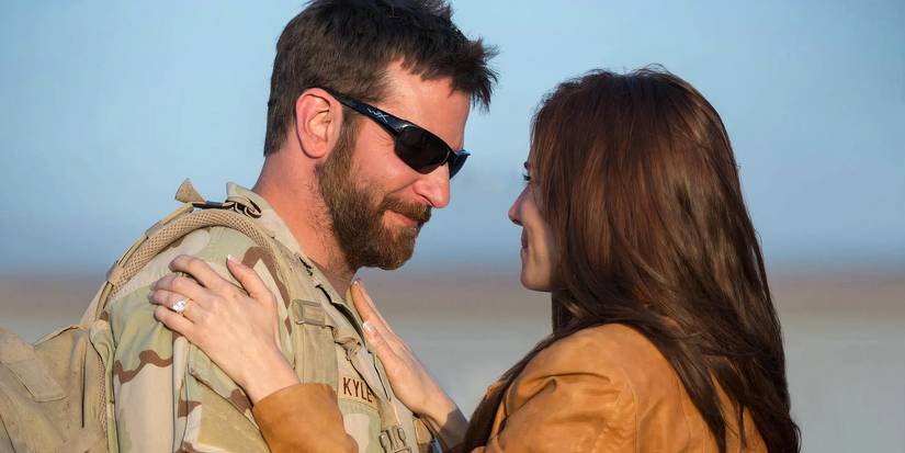 Bradley Cooper looks lovingly at Sienna Miller in American Sniper