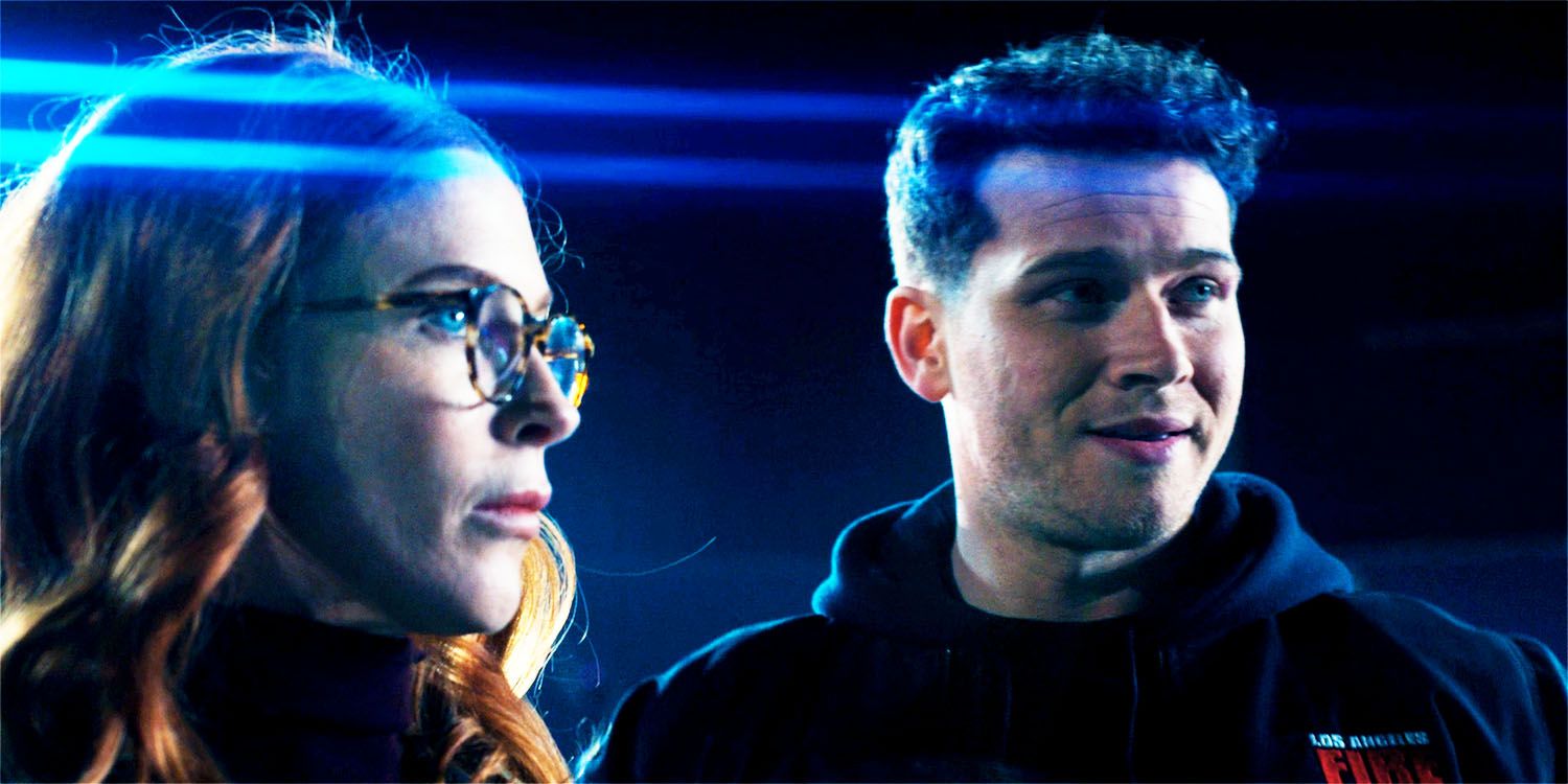 Buck and Moira in 9-1-1 season 8, episode 15, Lab Rats