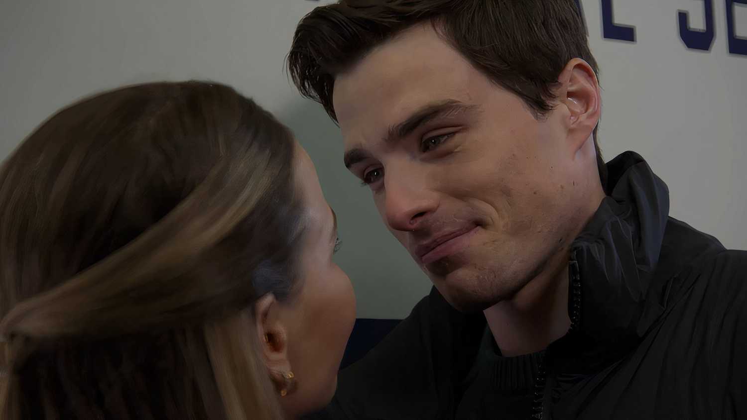 Jocelyn Hudon as Lizzie Novak and Michael Bradway as Jack Damon in Chicago Fire