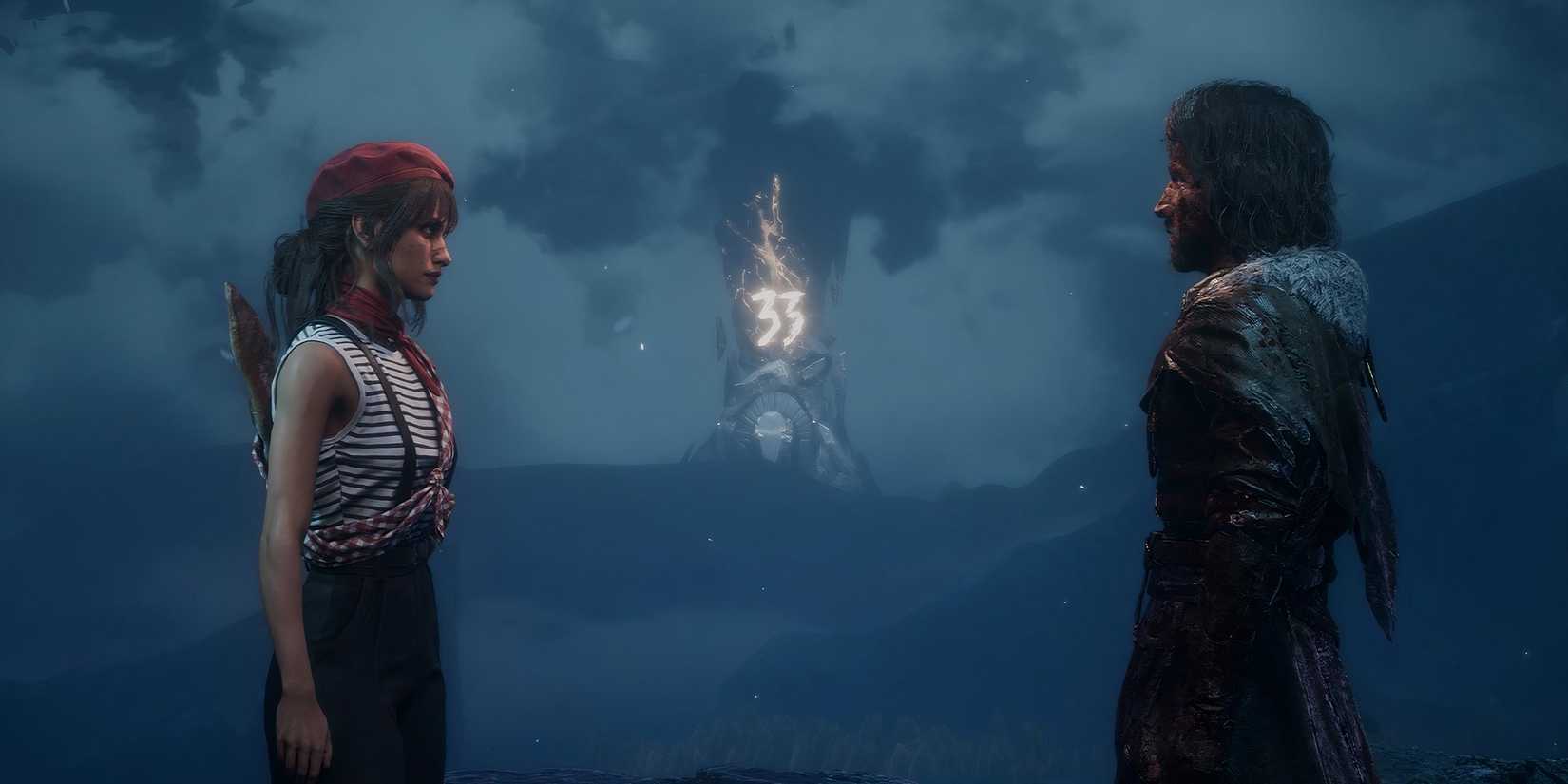 Clair Obscur Sciel and Verso with 33 in background