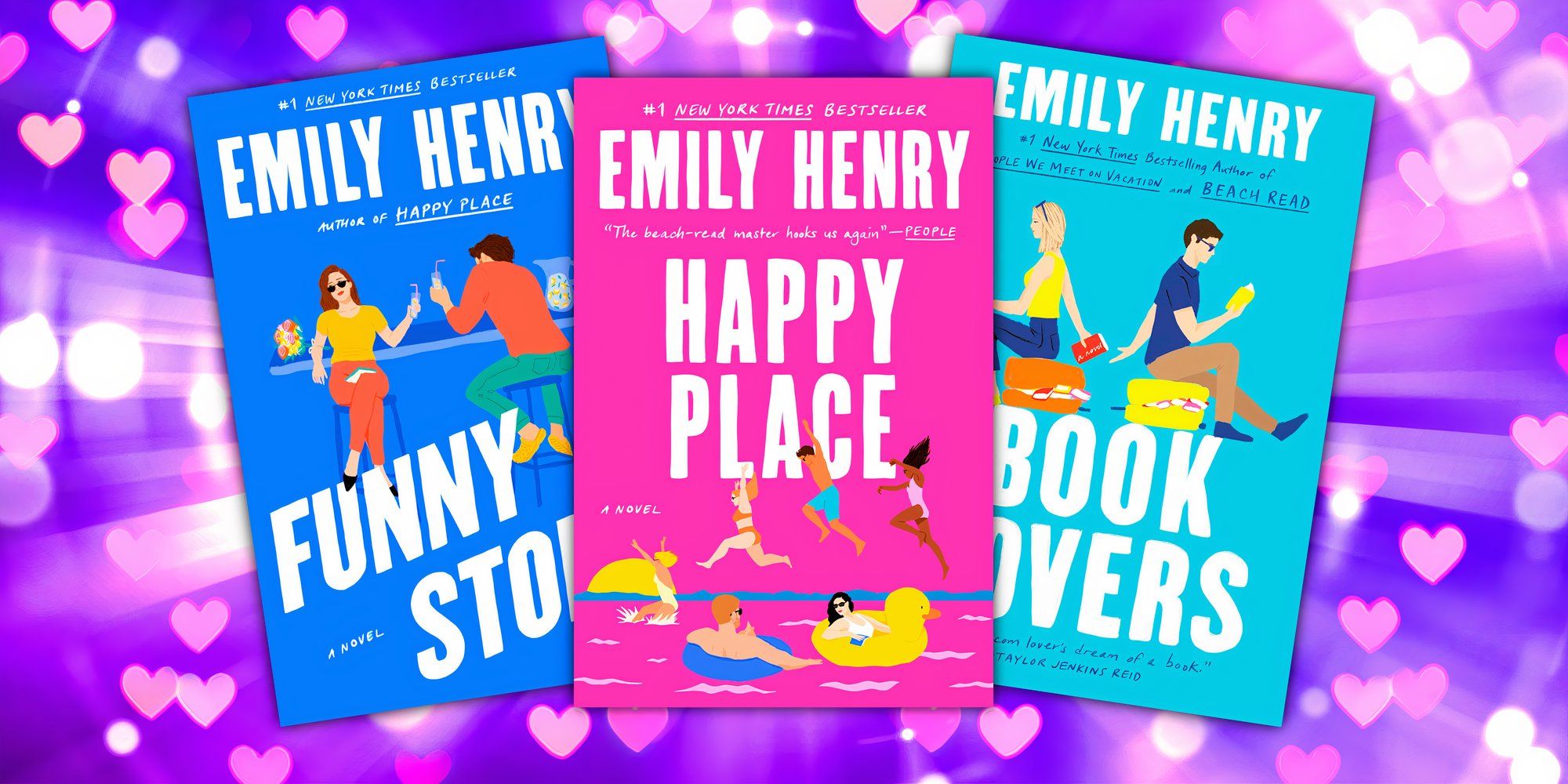 Copertine dei libri Funny Story, Book Lovers e Happy Place