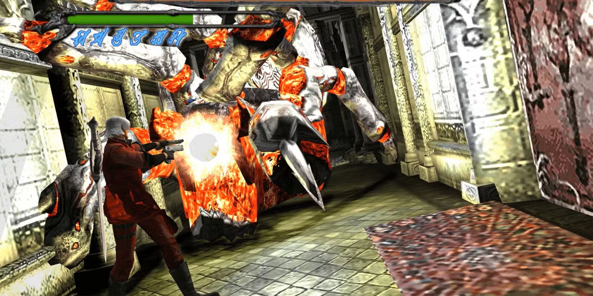 Dante shooting an enemy in Devil May Cry