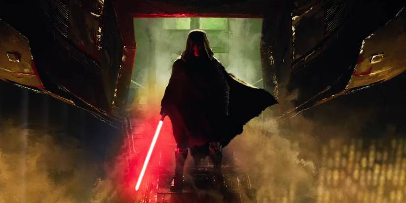 Darth Maul com seu sabre de luz aceso