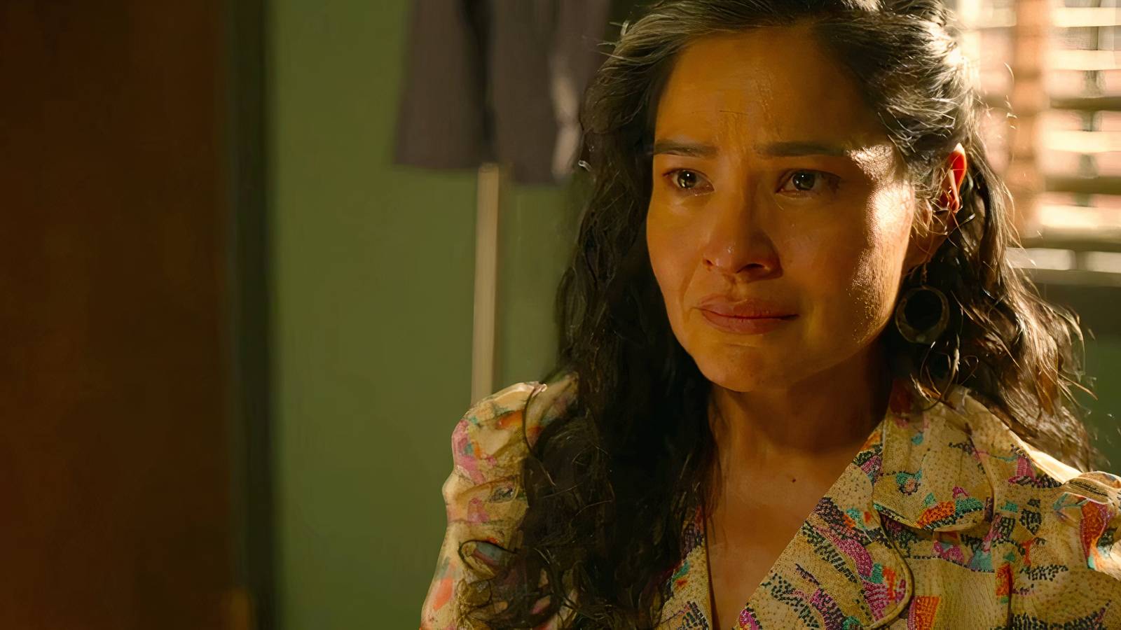 Deanna Alllison as Emma Leaphorn looking tearful in Dark Winds season 3