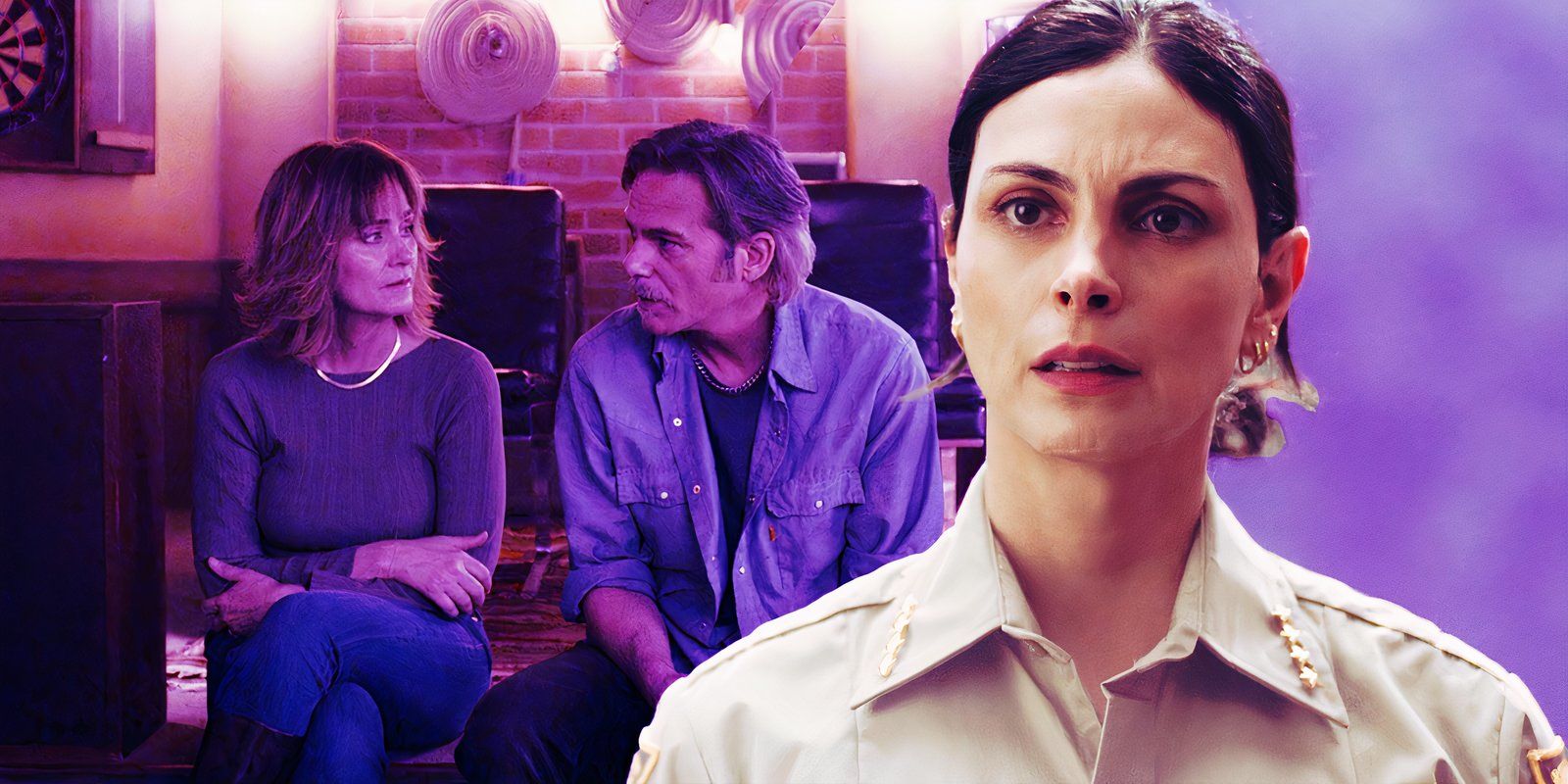 Diane Farr as Sharon Leone, Billy Burke as Vince Leone and Morena Baccarin as Mickey Fox in Fire Country season 3