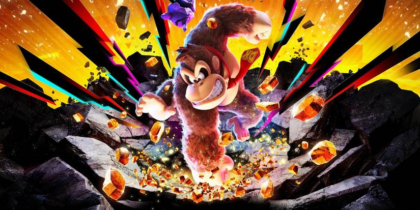 Donkey Kong smashing through the ground to show off the destruction and discovery feature of&nbsp;Donkey Kong Bananza