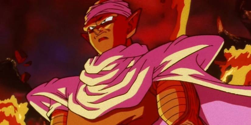 Piccolo stands on the burning earth, ready to say goodbye.