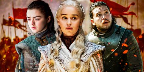Arya Stark, Daenerys Targaryen, and Jon Snow in Game of Thrones