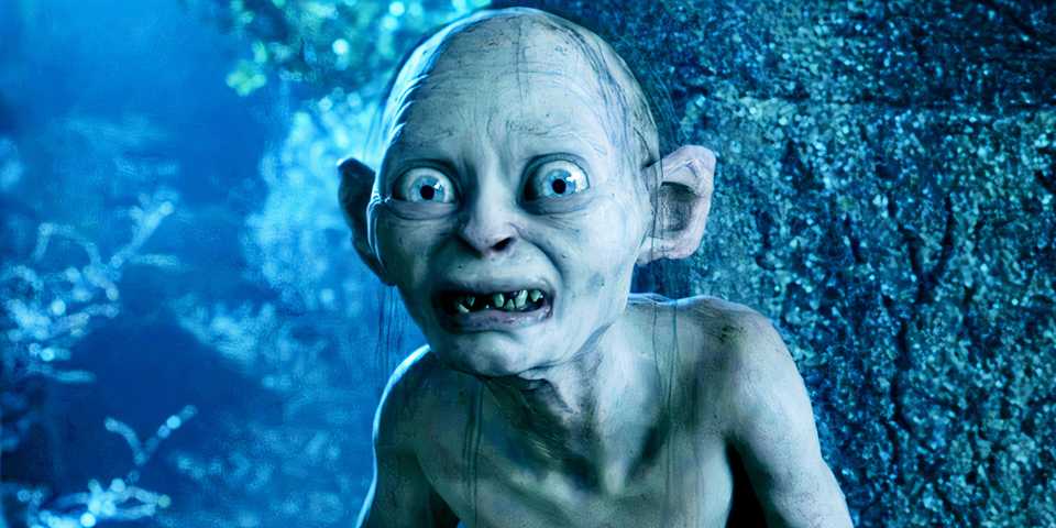 Gollum looking horrified in The Lord of the Rings The Two Towers