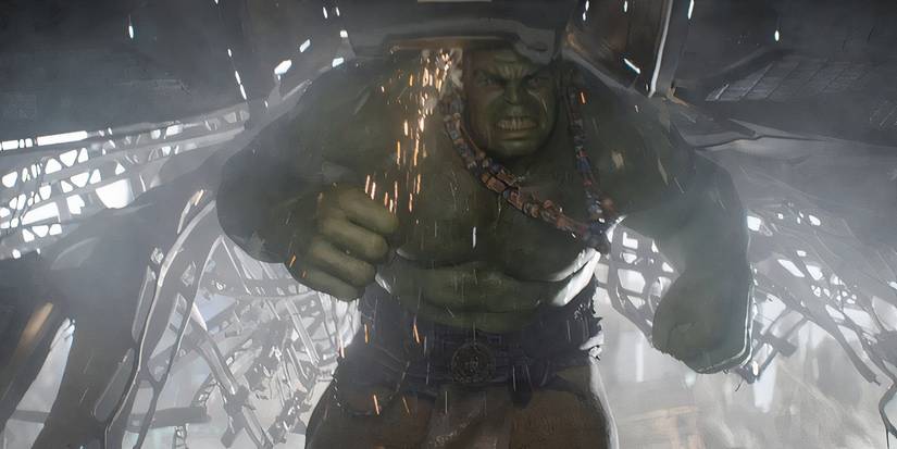 Hulk quebrando o Quinjet em Thor: Ragnarok