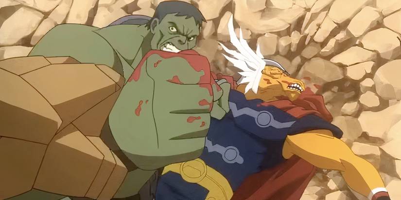 Hulk pumelling Beta Ray Bill in Planet Hulk