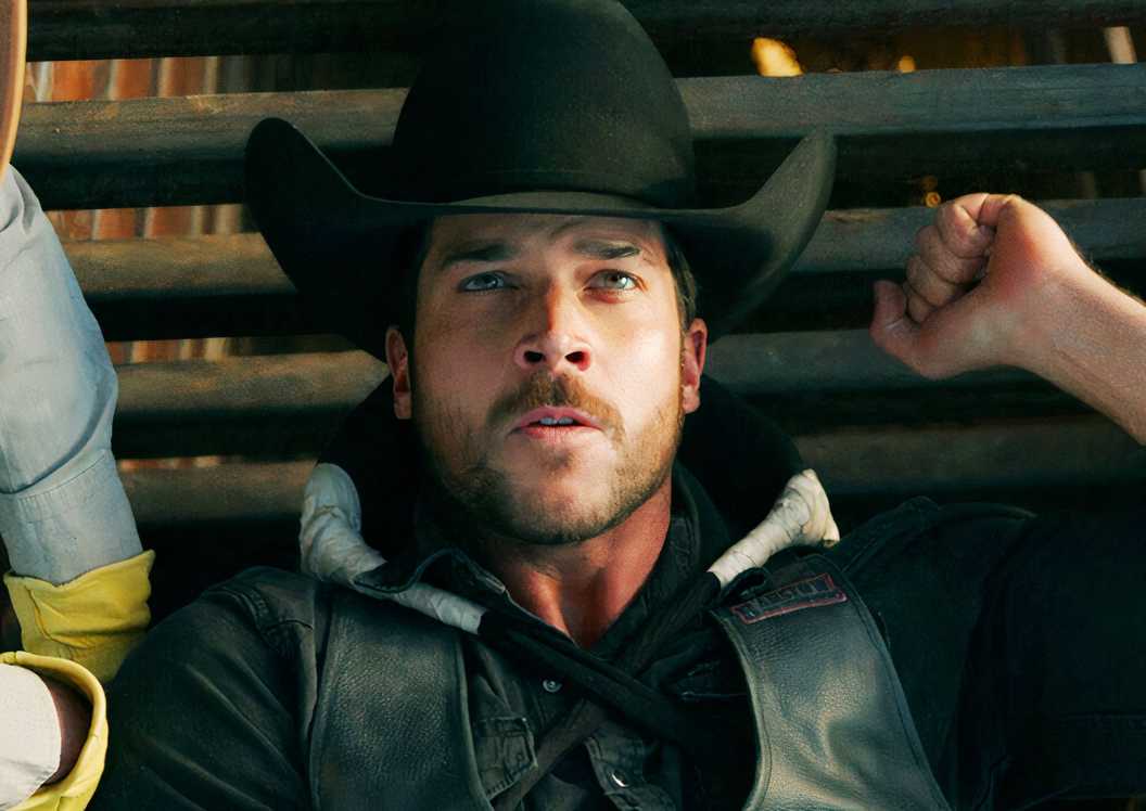 Jack Schumacher about to ride a bull as Yancy Grey in Ransom Canyon