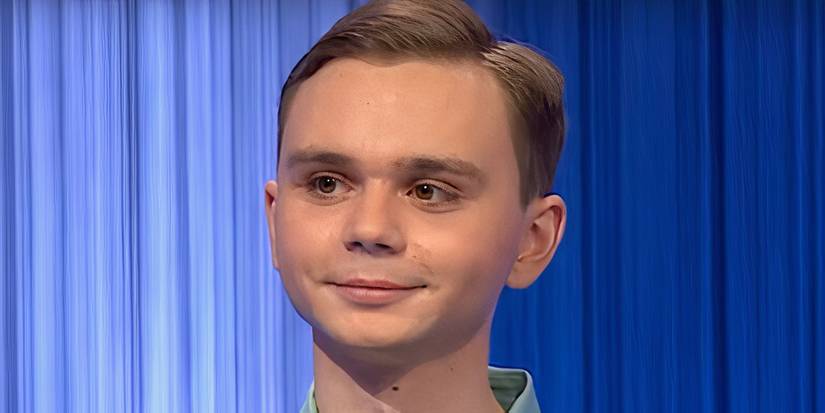 Jeopardy Contestant Liam Starnes Smiling On Stage