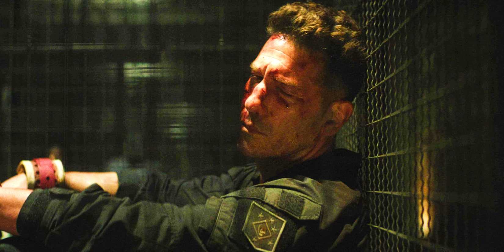 jon bernthal as frank castle aka punisher in a cage in daredevil born again episode 9