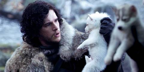 Jon Snow is holding Ghost in Game of Thrones