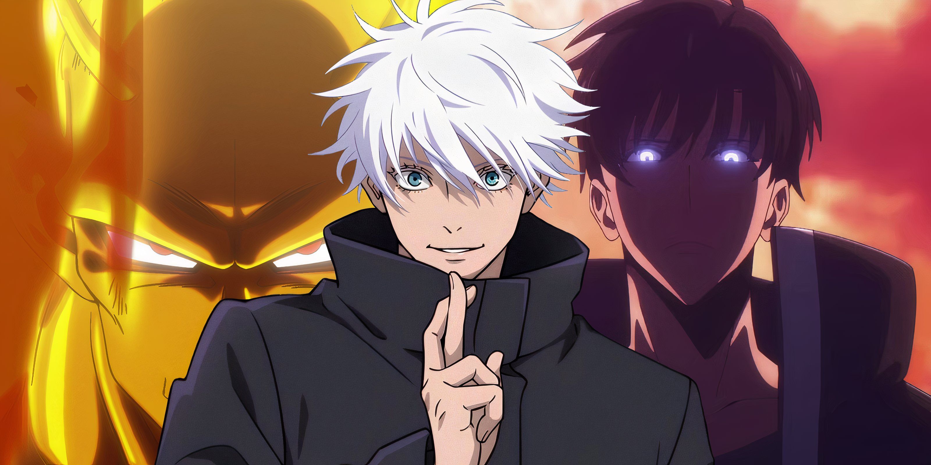 Feature header for Jujutsu Kaisen, Dragon Ball, and Solo Leveling