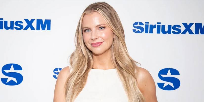 Mayci Neeley from The Secret Lives Of Mormon Wives in a white dress at a SiriusXM event