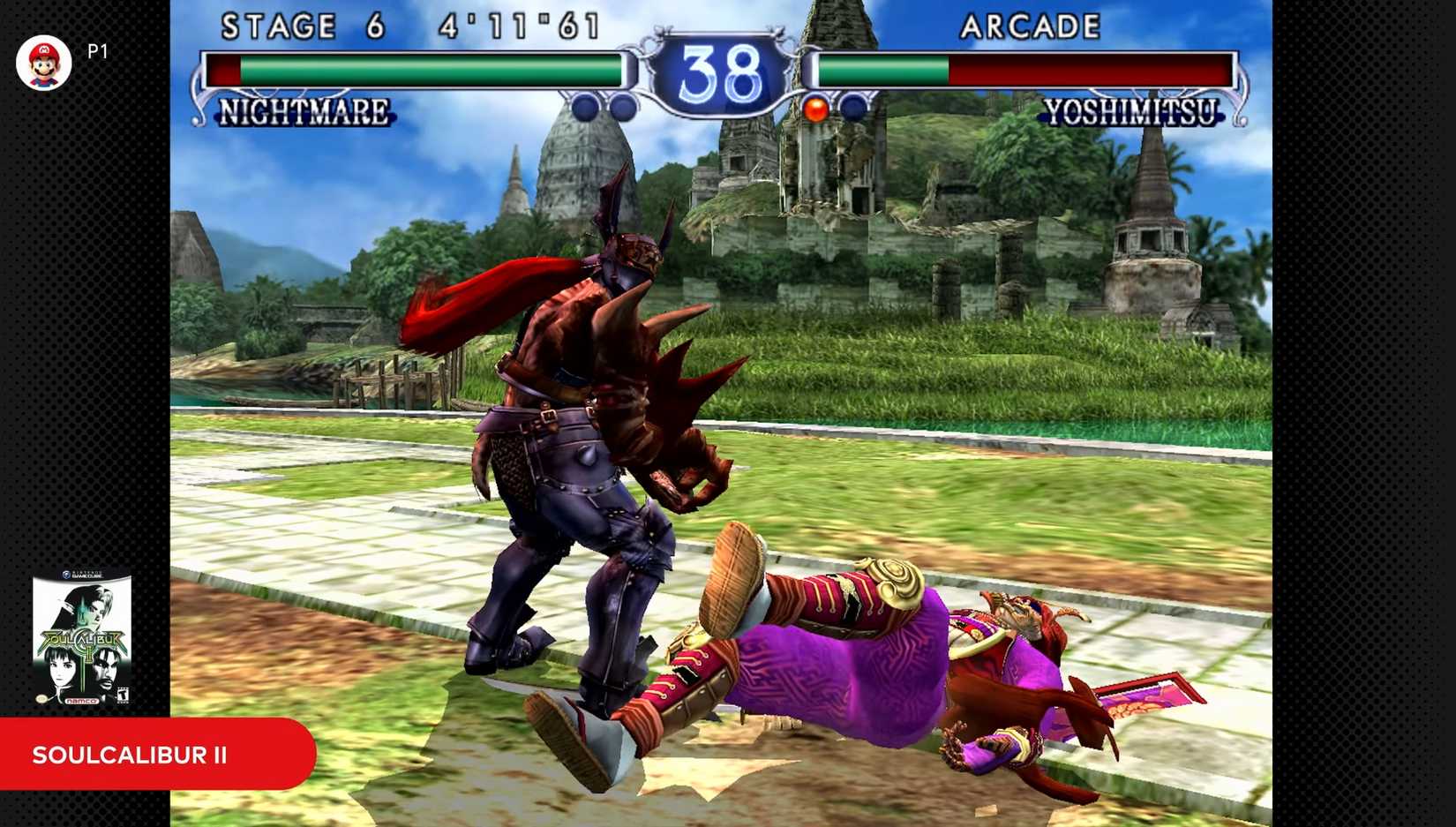 Nightmare and Yoshimitsu fighting in Soulcalibur II