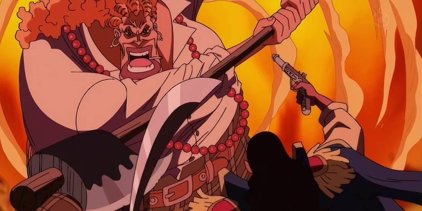 Dadan lutando contra Bluejam no anime de One Piece