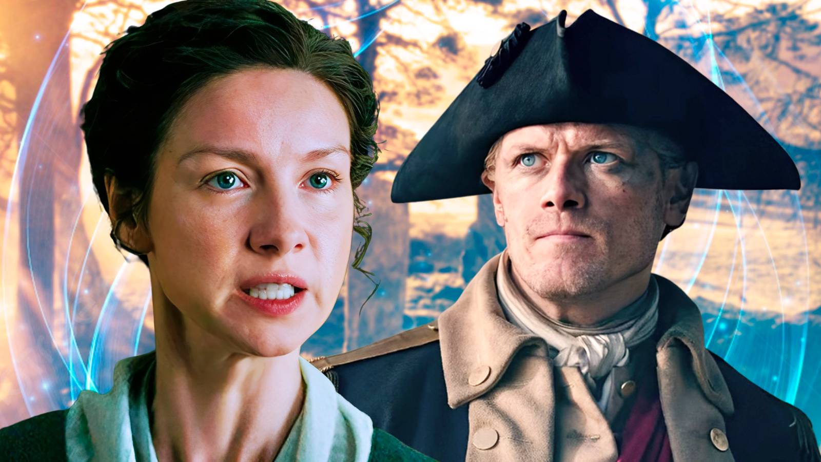 Outlander - Jamie and Claire looking upset