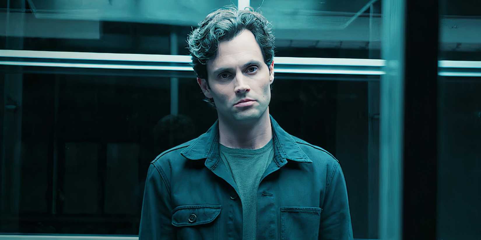 Penn Badgley in einem Käfig in Staffel 5 von You