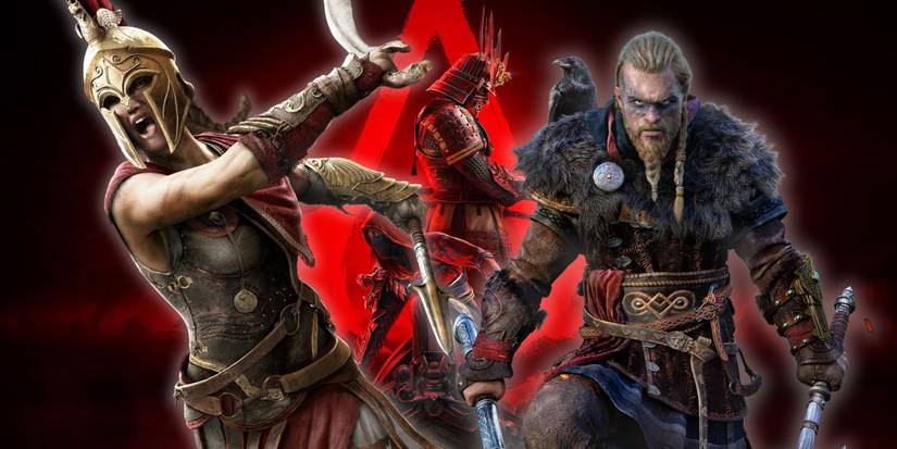 Kassandra, Eivor, Naoe und Yasuke aus Assassin's Creed Odyssey, Valhalla und Shadows