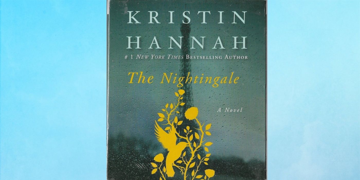 picture of the cover of the nightingale book against blue background
