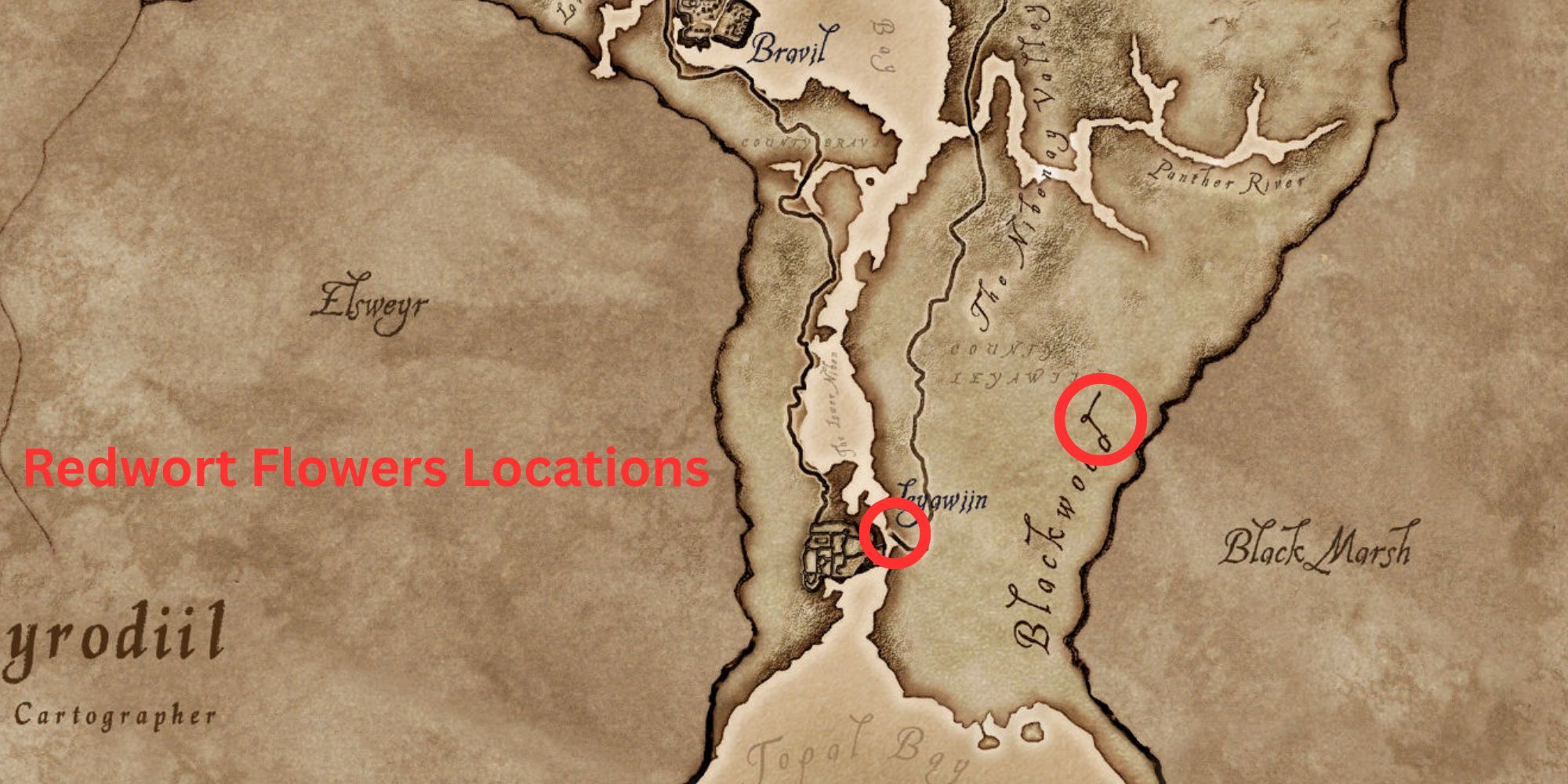 Redwort Flowers Locations in Oblivion Remasatered