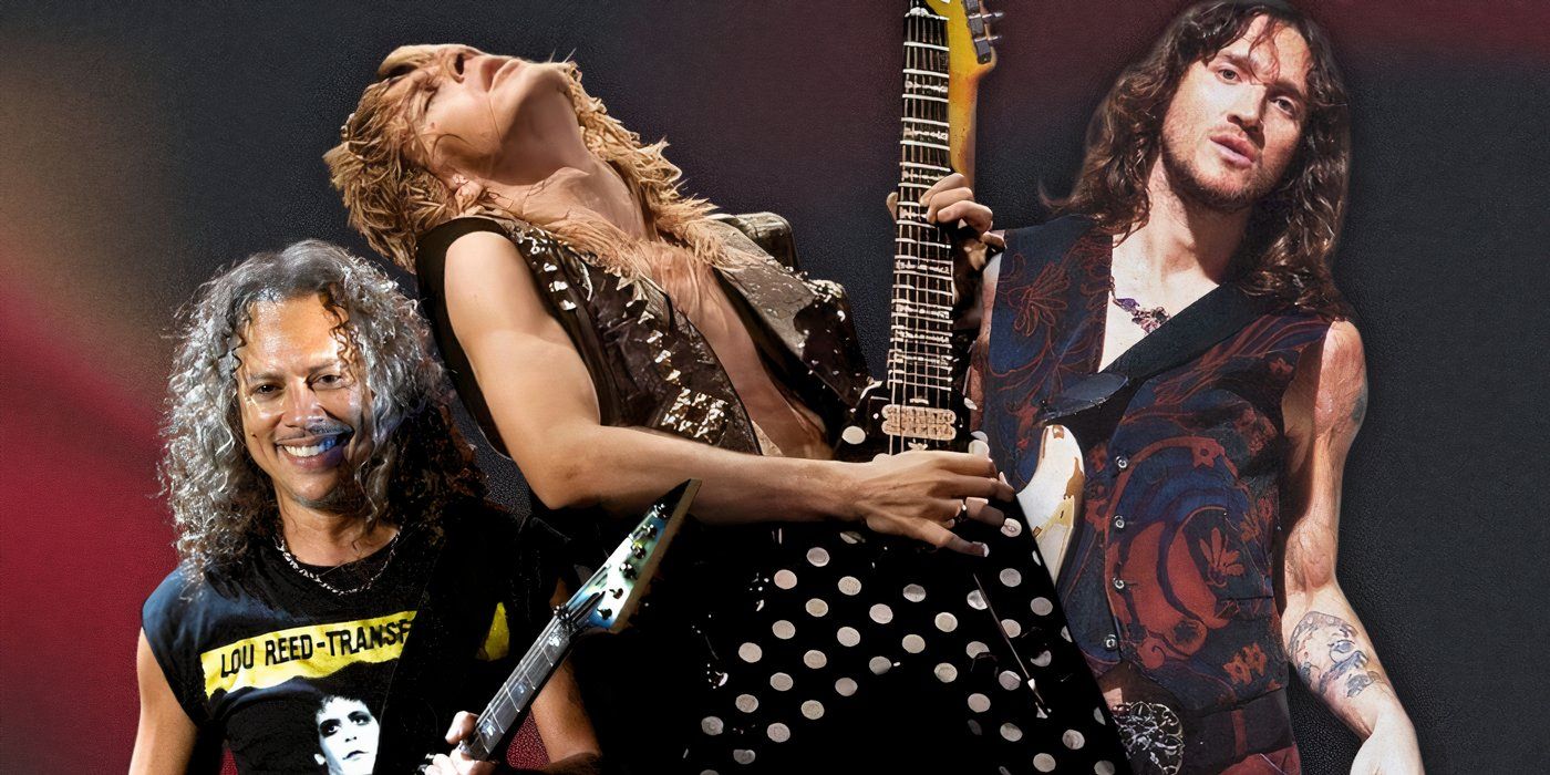 A collage image of Mark Hammett, Randy Rhoads, and John Frusciante