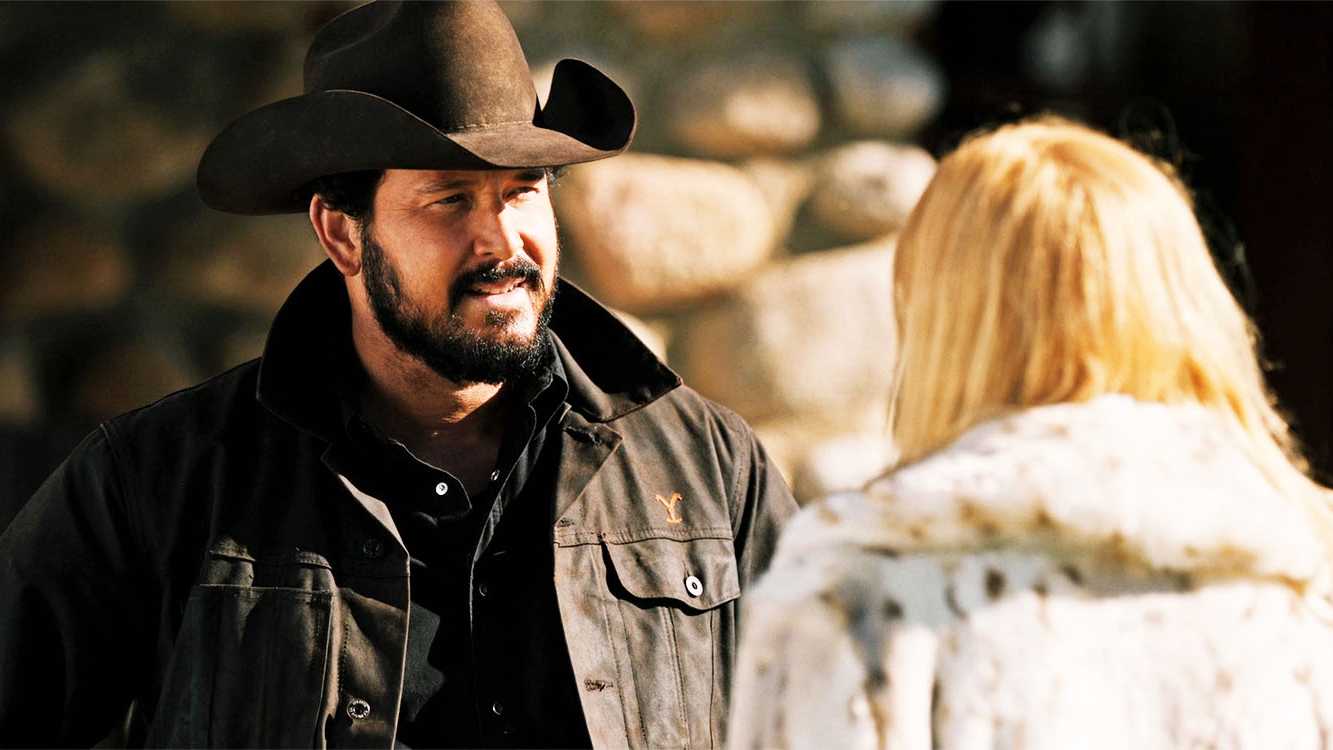 Rip looking at Beth in Yellowstone season 4, in the morning