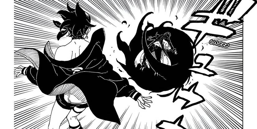 Sarada attacks Ryu with Ohirume in Boruto Two Blue Vortex chapter 21