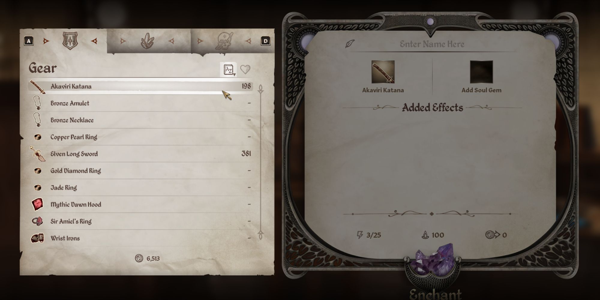 Enchanting a weapon in Oblivion Remastered