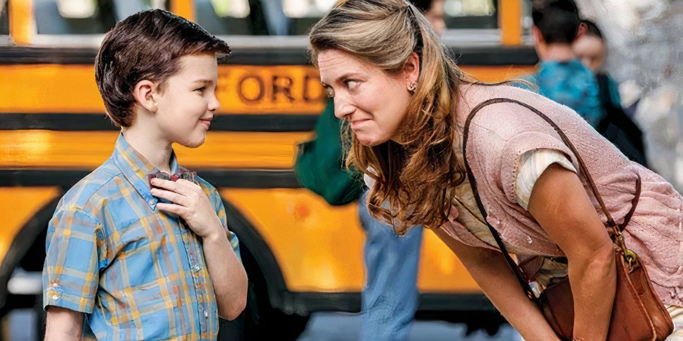 Sheldon's mom drops him off at school in Young Sheldon